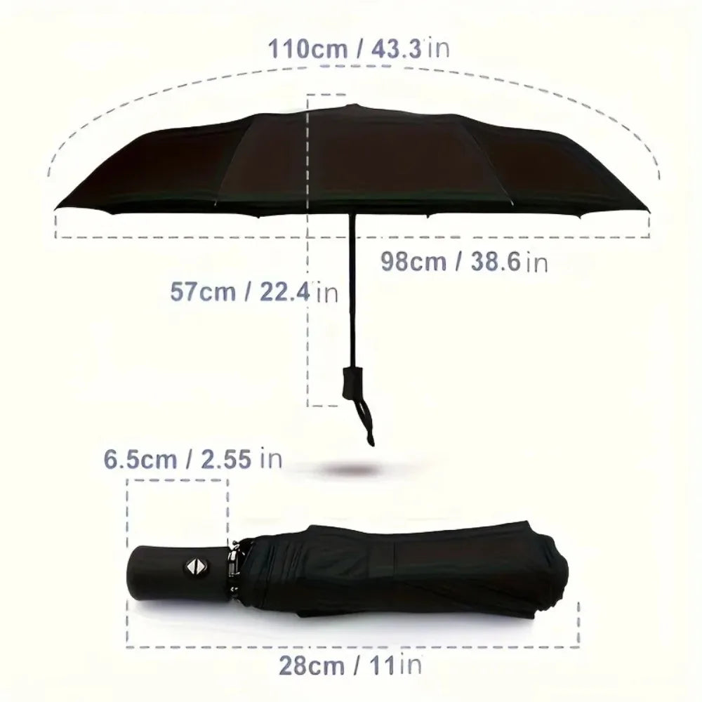 8-Rib Auto Folding Windproof Travel Umbrella | One-Touch Open Folding Travel Umbrella Nixie