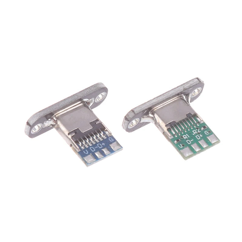 5Pcs USB 3.1 Type-C Female Connector Jack with Fixing Plate USB Type-C Connector Nixie