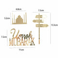 Gold Acrylic Hajj & Umrah Mubarak Cake Charms Topper Set Cake Topper Charms Nixie A1