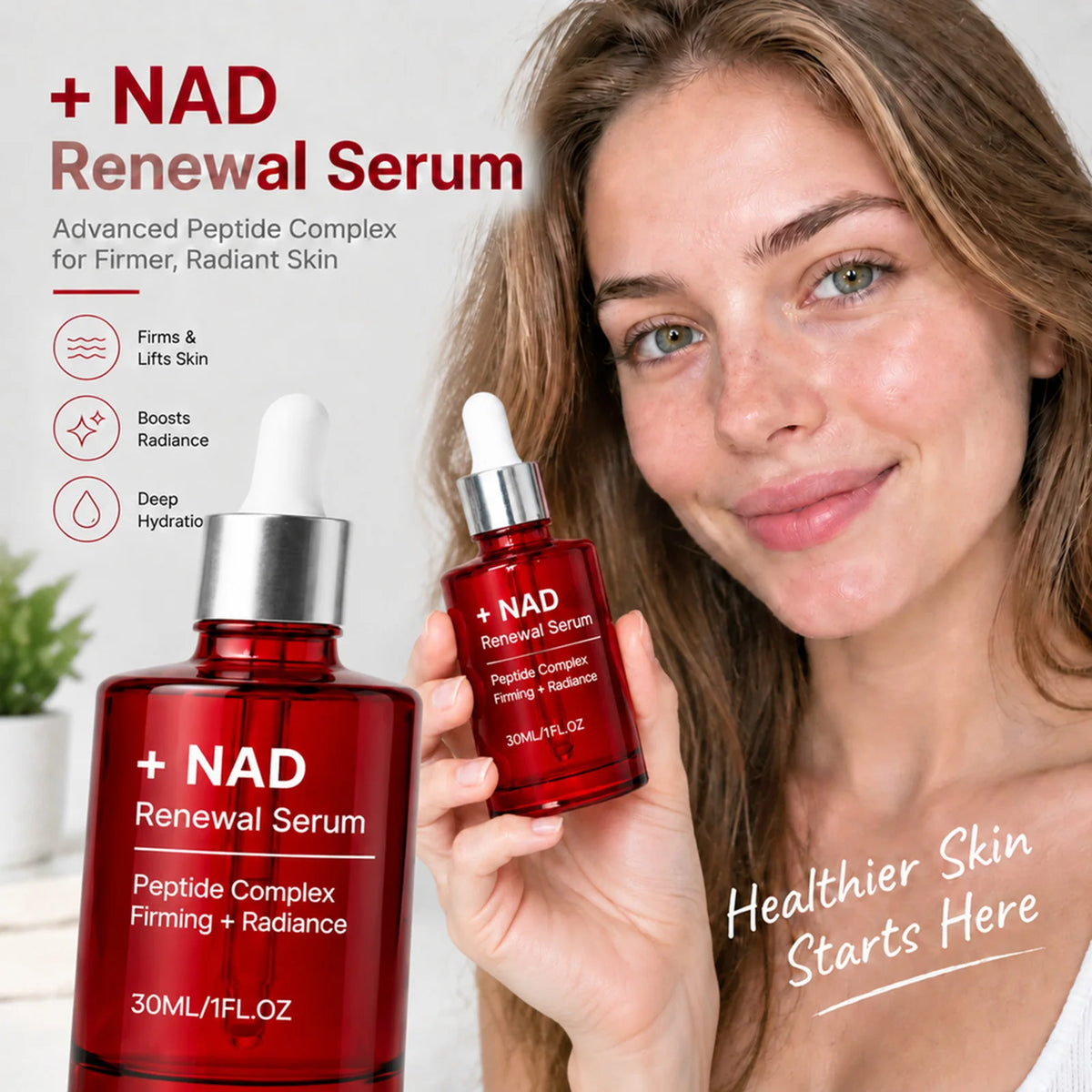 VIARELINE NAD+ Renewal Serum – Firming Brightening Facial Essence Facial Serum Nixie