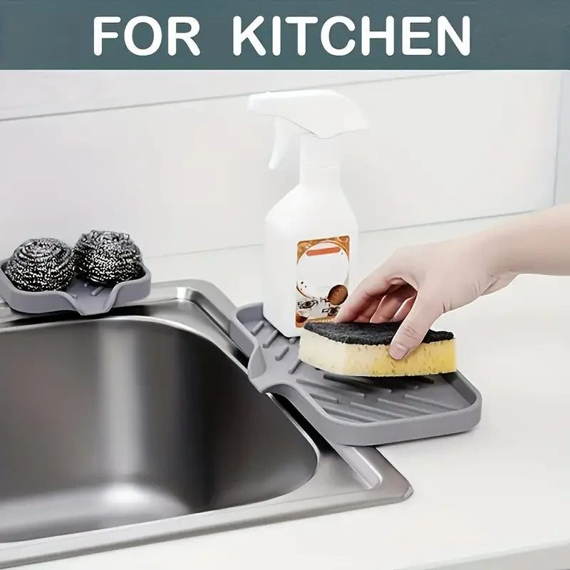 Silicone Faucet Mat – Sink Tray, Soap & Sponge Drain Pad Silicone Sink Mat Nixie