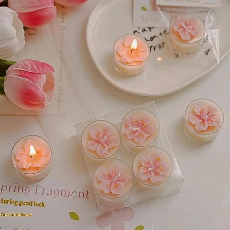 Handmade Peach Blossom Soy Wax Tea Candle – Scented Aromatherapy Scented Tea Candle Nixie