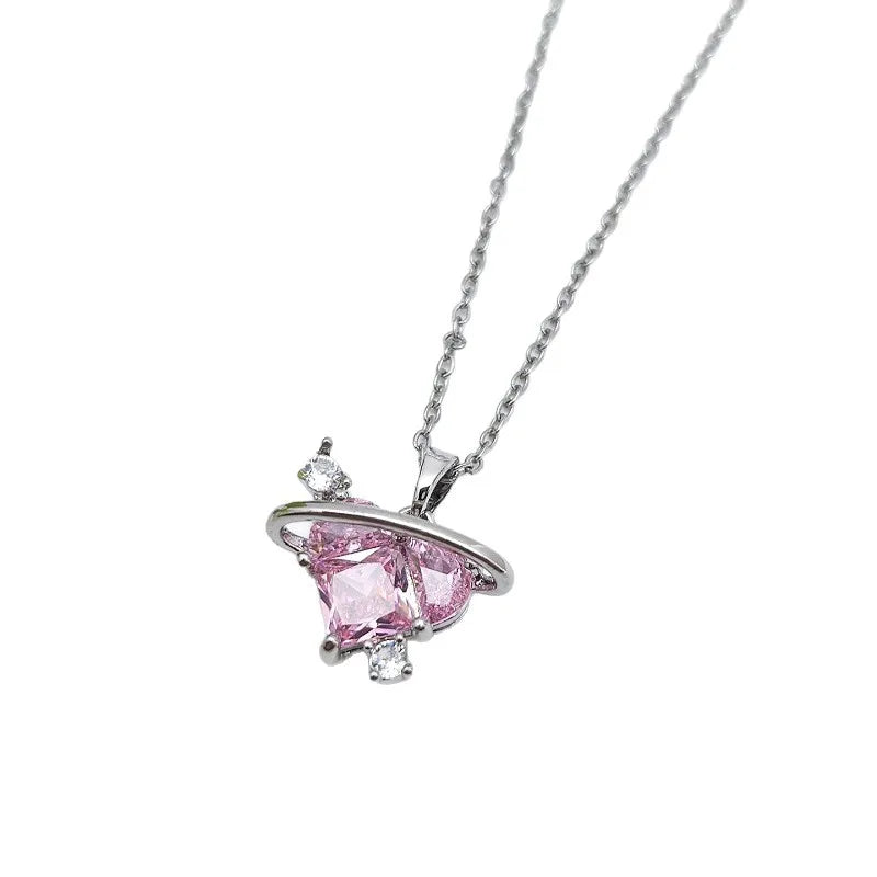 Heart Zircon Pendant Necklace – Stainless Steel Collarbone Chain Pendant Necklace Nixie