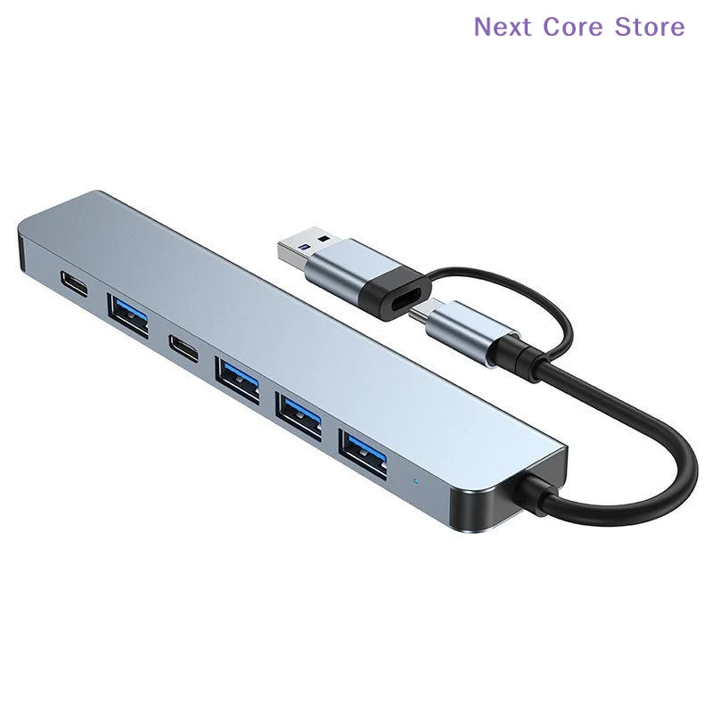 7-in-2 USB Hub Docking Station – USB-C, 3.0 & TF Card Reader USB Hub Docking Station Nixie