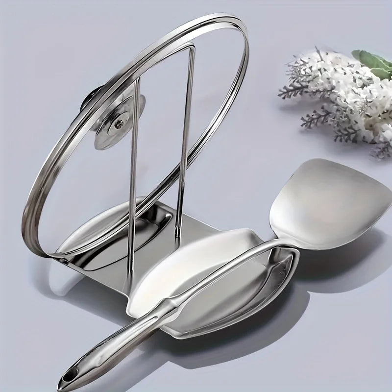 Stainless Steel Pot Lid Holder & Spoon Rest with Drip Tray Pot Lid Holder Nixie