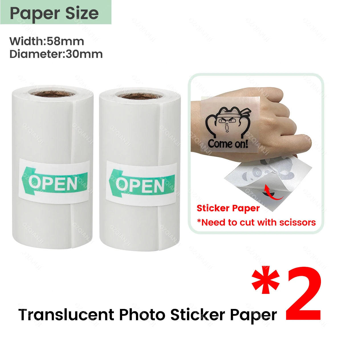 57x30mm Clear Adhesive Thermal Sticker Paper for 58mm Printer
