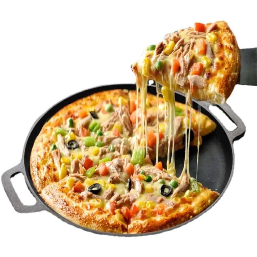 Cast Iron Frying Pan Double Handle – BBQ, Grill & Kitchen Cast Iron Skillet Nixie