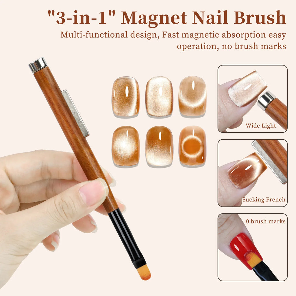 3-in-1 Magnetic Gel Nail Brush & Cat Eye Tool – Nail Art Pen Nail Art Brush Nixie