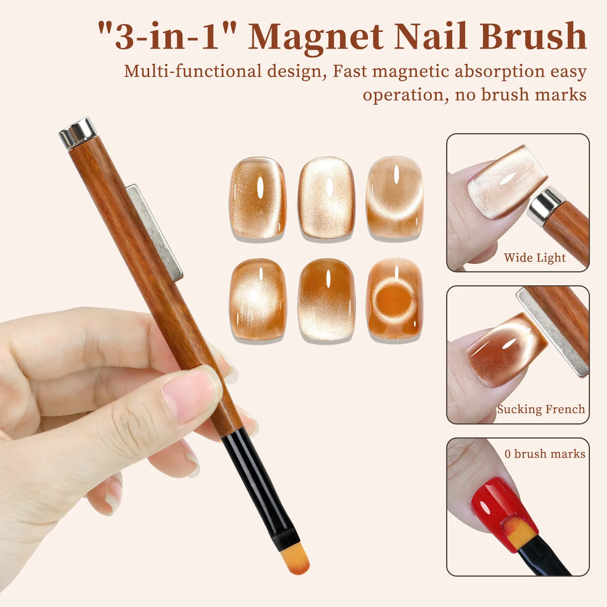 3-in-1 Magnetic Gel Nail Brush & Cat Eye Tool – Nail Art Pen Nail Art Brush Nixie
