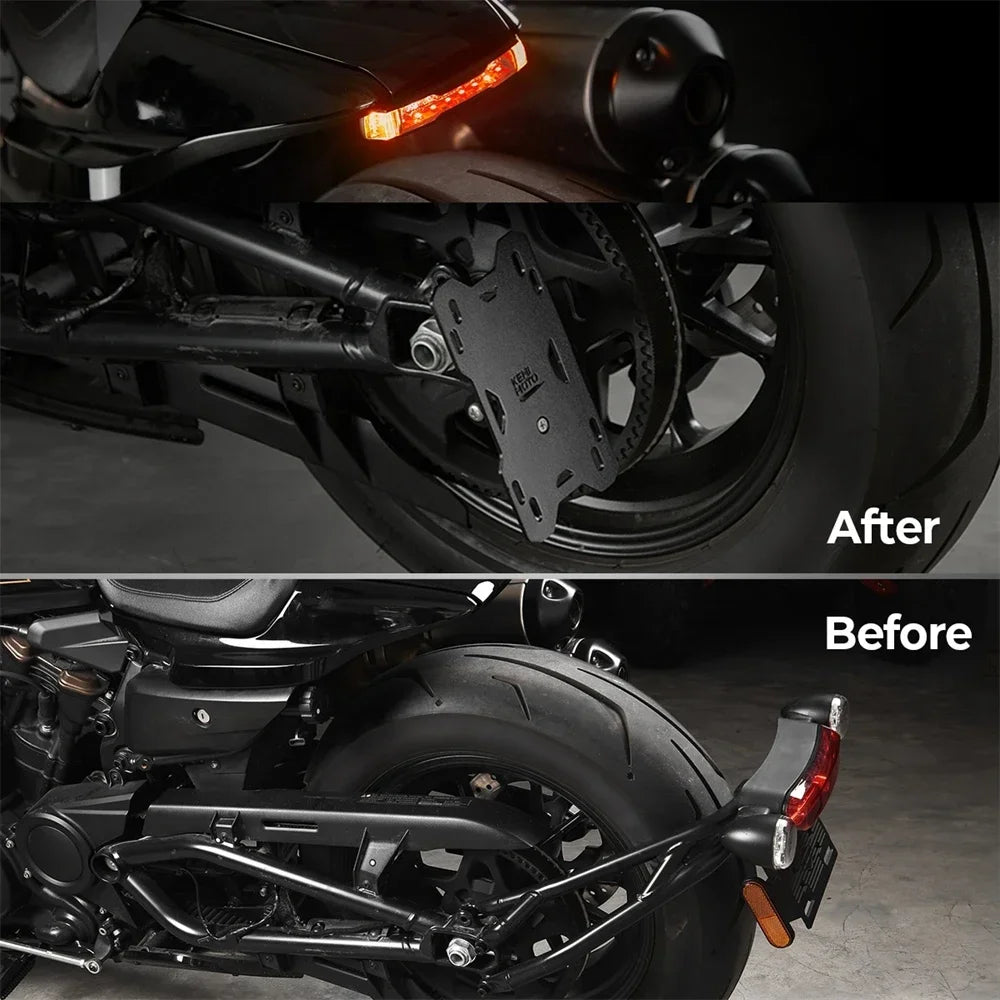 Side Mount License Plate Holder LED Light – Sportster S RH1250 Motorcycle License Bracket Nixie
