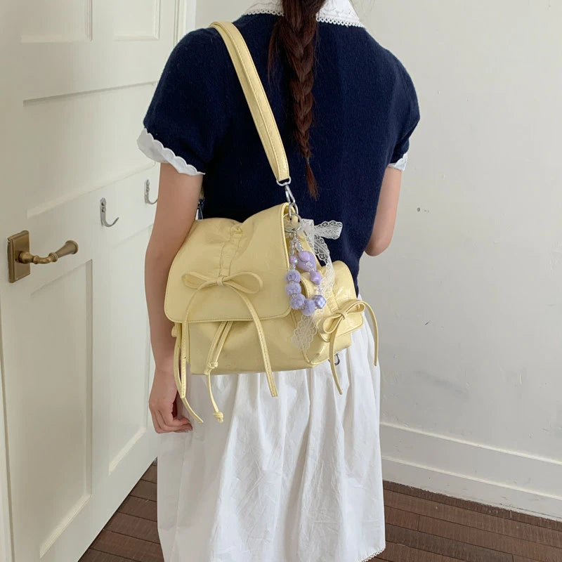 Women's Bow-Tie PU Crossbody Backpack | Multi-Wear Korean Style Crossbody Backpack Nixie