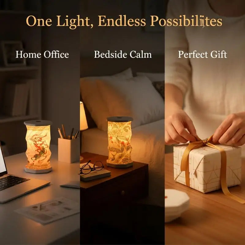 Mini Paper Lantern LED Night Light USB Foldable Bedside Lamp