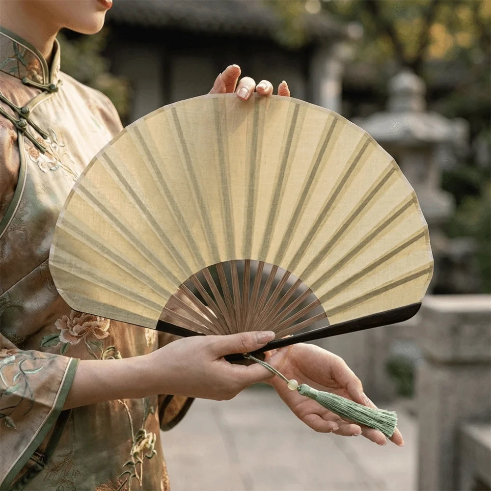 Japanese Folding Hand Fan – Bamboo & Cotton Linen | Nixie Folding Hand Fan Nixie
