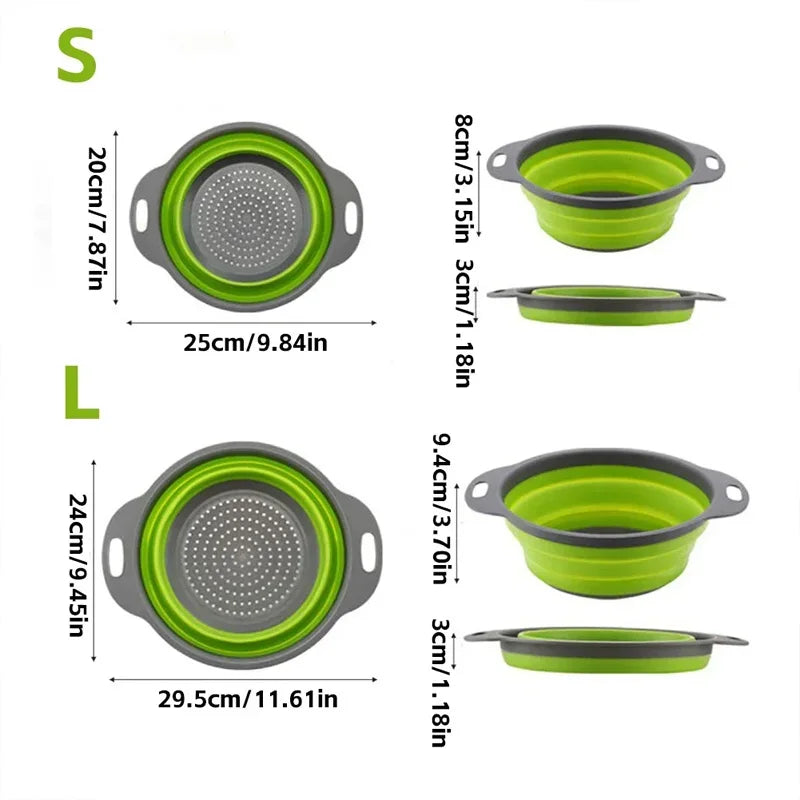 Collapsible Silicone Drain Basket – Foldable Colander Strainer Collapsible Colander Nixie