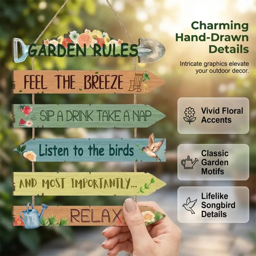 Rustic Wooden Garden Hanging Sign – Retro Wall Decor Plaque Garden Wall Plaque Nixie