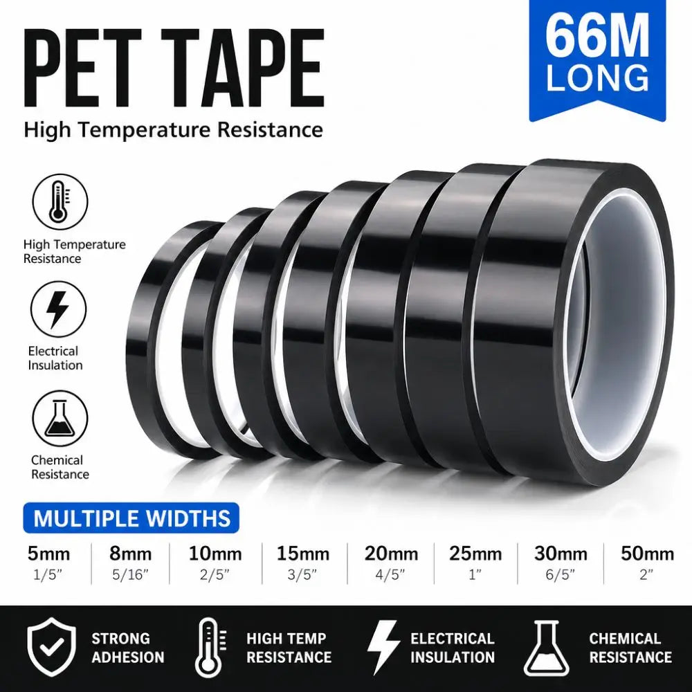 Black Marking Tape 66M Roll – 3/5/8/10mm No-Residue Coding Marking Tape Nixie