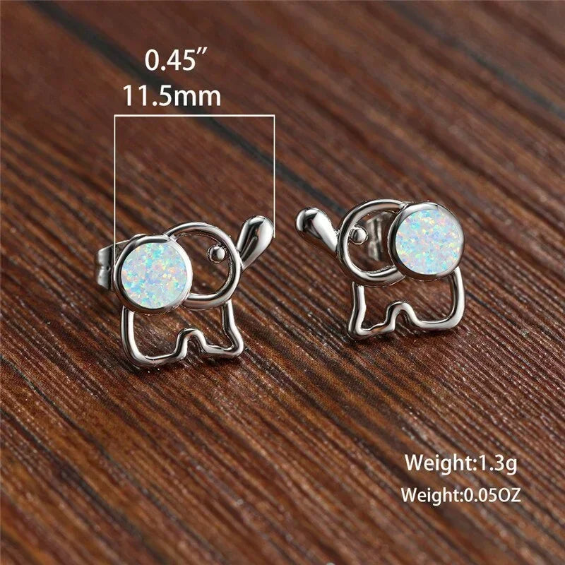 Opal Elephant Stud Earrings – Rose Gold & Silver | Women Stud Earrings Nixie