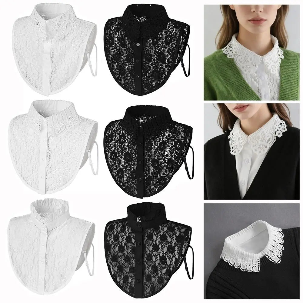 Lace Detachable False Collar for Women – White & Black Detachable Lace Collar Nixie