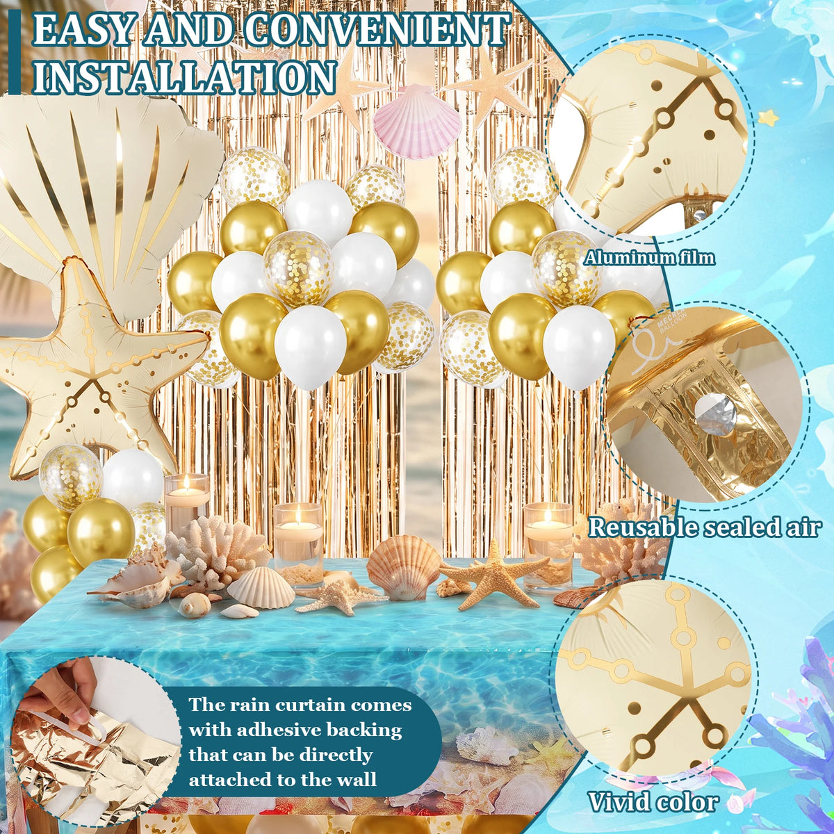 Beach Theme Party Balloon Set – Starfish & Seashell Decor
