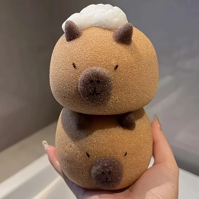 Capybara Bath Sponge – Cute Soft Body & Face Wash Scrubber