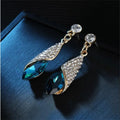 Crystal Water Drop Earring & Necklace Set | Rhinestone Gift Jewelry Gift Set Nixie dark green