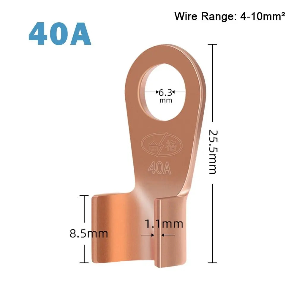 OT Copper Ring Crimp Terminals 10A–80A, 10pcs | 1.5–16mm² Crimp Terminal Lugs Nixie OT-40A