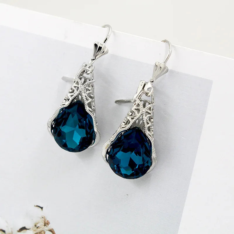 Black Crystal Dangle Earrings – Vintage Geometric Fashion Crystal Dangle Earrings Nixie