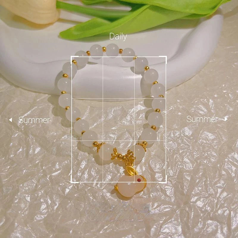 Vintage Imitation Hetian Jade Beaded Bracelet | Women's Gift