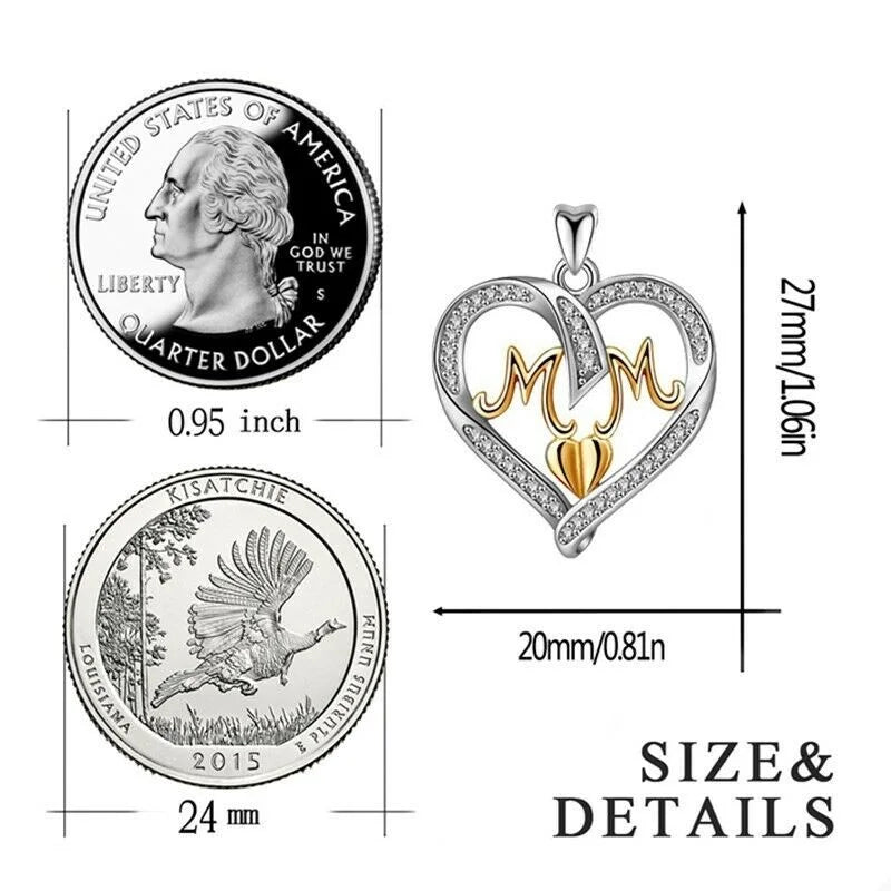 Silver Plated Zircon Heart Pendant Necklace | Gift for Mum Pendant Necklace Nixie