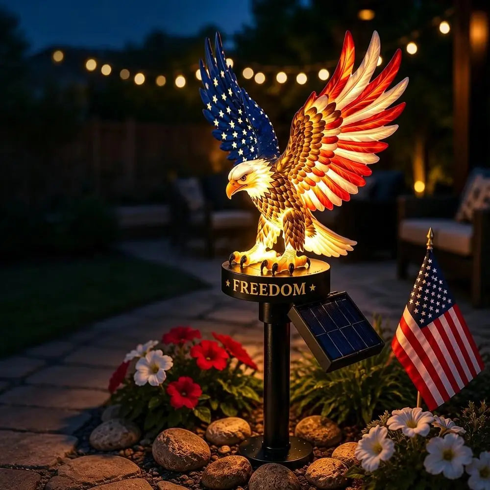 Solar LED Eagle Garden Stake Light – Patriotic Outdoor Décor Solar Garden Stake Light Nixie