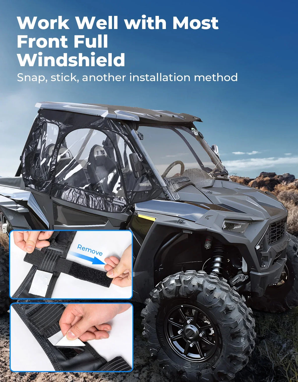 KEMIMOTO Soft Upper Doors for Polaris RZR XP 1000 & RZR 900 UTV Cab Enclosure Nixie
