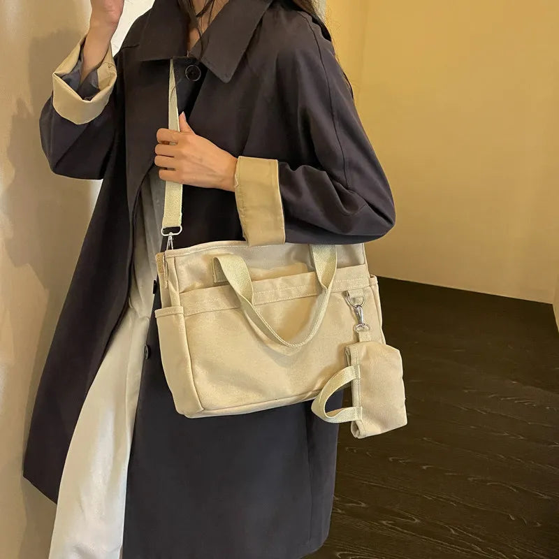 Korean Minimalist Canvas Tote Bag – Large Women's Shoulder Bag Canvas Tote Bag Nixie
