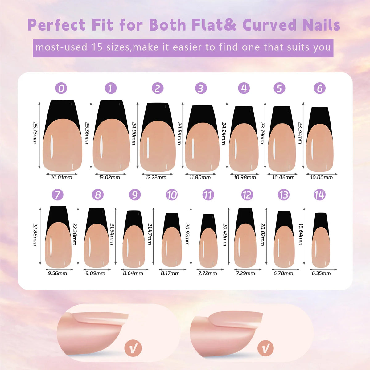 150Pcs French Press On Nails – Coffin & Almond Reusable Tips Press-On Nail Tips Nixie