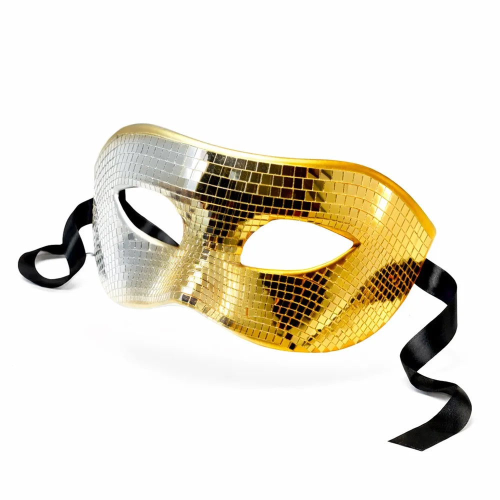 Silver Mirror Masquerade Mask – Glitter Ball Party Eye Mask Masquerade Eye Mask Nixie Gold Gradient
