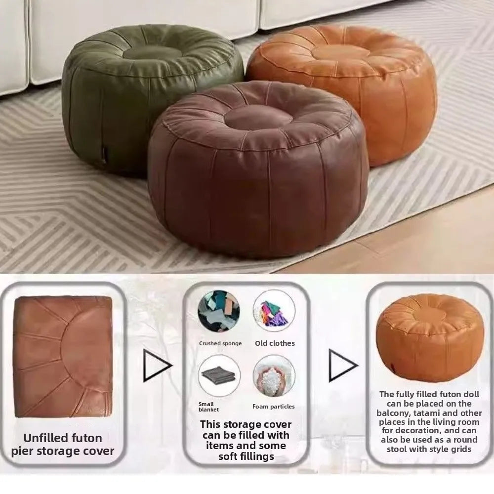 PU Leather Round Storage Ottoman Bench – Modern Home Pouf Storage Ottoman Bench Nixie