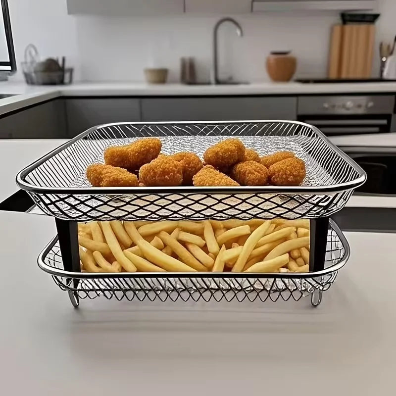 6-Pc Stainless Steel Air Fryer Rack Set + 4 Foot Pads | Nixie Air Fryer Rack Set Nixie