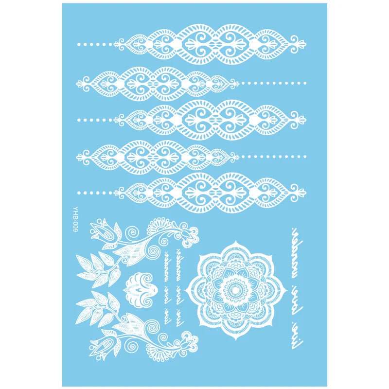 White Lace Temporary Tattoos – Moon Flower Star Body Art