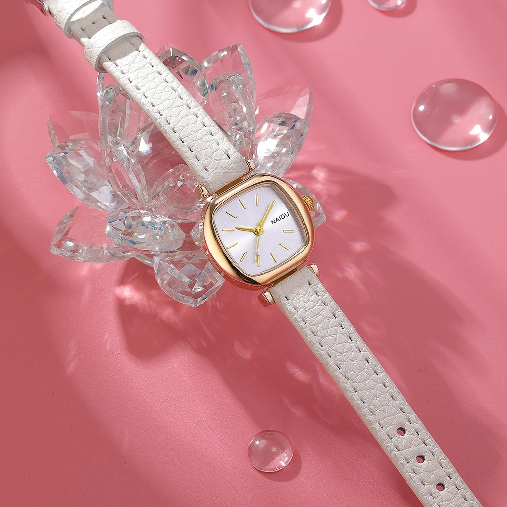 Naidu College Style Casual Quartz Watch – Leather Band Quartz Wristwatch Nixie
