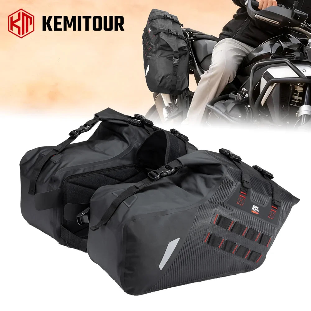 KEMITOUR 30L Waterproof Motorcycle Saddlebags PVC Soft Panniers Motorcycle Saddlebags Nixie