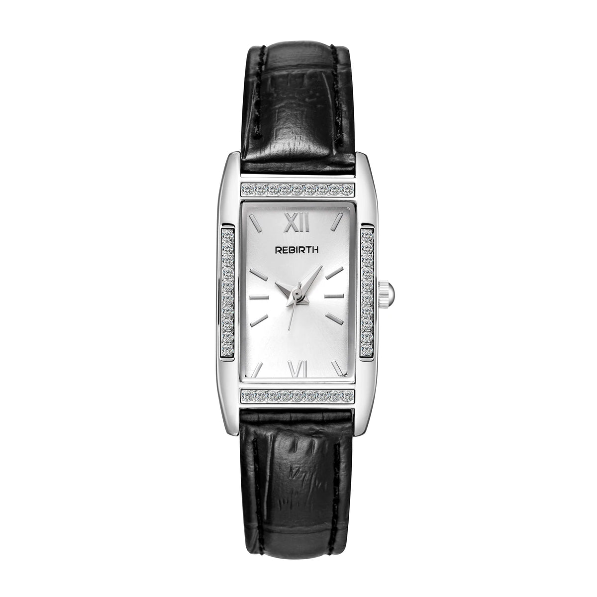 REBIRTH Retro Square Quartz Watch | Leather Band | Alloy Case Quartz Wristwatch Nixie black