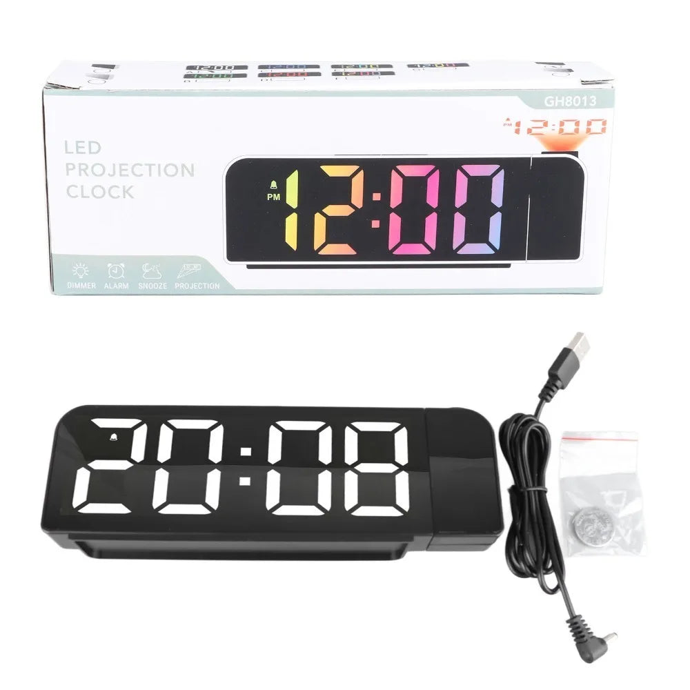 LED Projection Alarm Clock Large Screen Digital Display