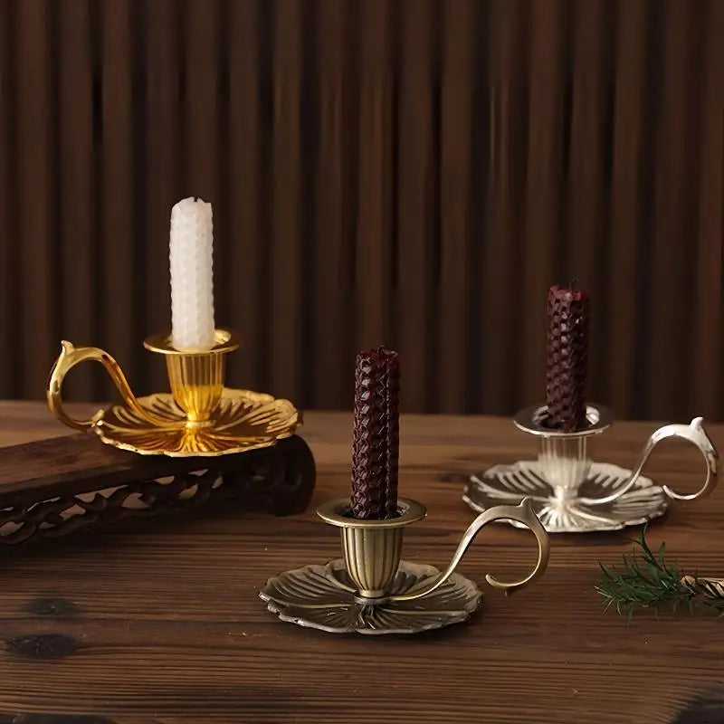 Retro Teacup Metal Chamberstick Candle Holder with Handle Chamberstick Candle Holder Nixie