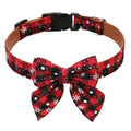 Christmas Plaid Dog Collar with Removable Bow Tie | Large Dogs