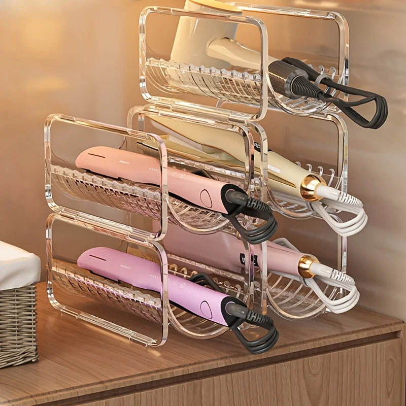 Clear Acrylic Hair Tool Organizer – Stackable Bathroom Storage