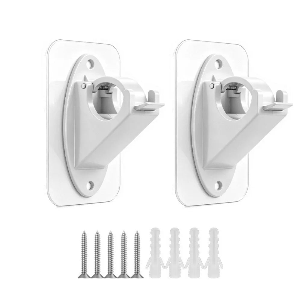 No-Drill Curtain Rod Brackets – Adhesive & Screw Dual Use 2pcs Curtain Rod Brackets Nixie White-2pcs