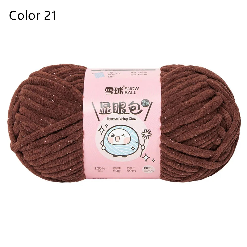 Soft Chenille Yarn 50g 59M 4.5mm – Shiny Chunky Knitting Yarn
