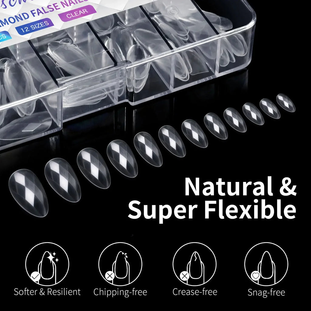 3D Diamond Almond Ballet Press On Nails – Long False Nails Set Press On Nails Nixie