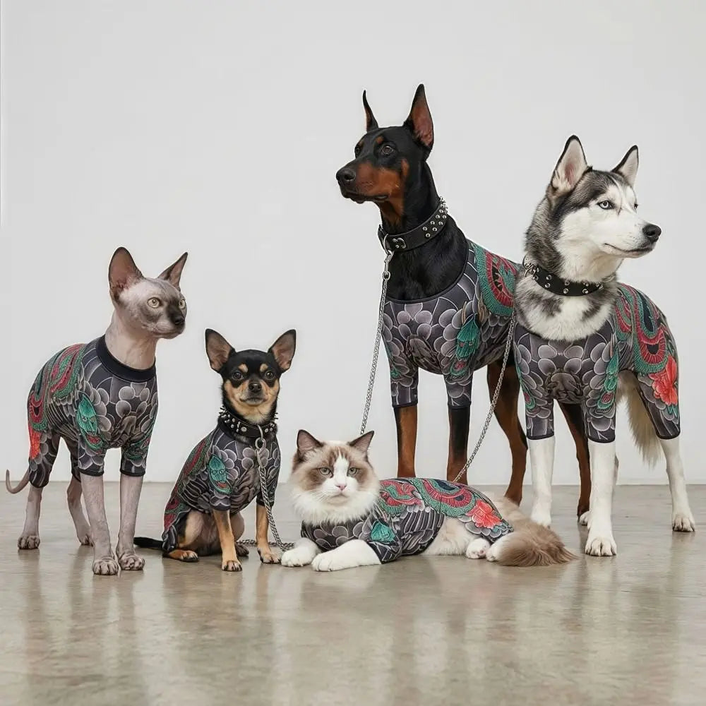 Funny Tattoo Vest for Dogs & Cats – Sizes S to 6XL Pet Costume Vest Nixie