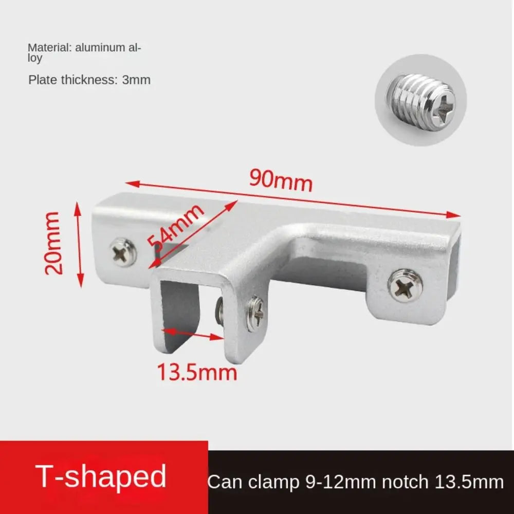 Aluminum Alloy Angle Corner Code L T Cross Glass Clip Bracket Corner Bracket Nixie -9-12mm-Aluminium-T