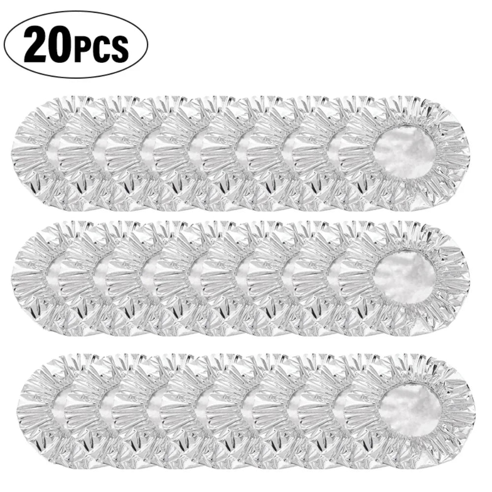 10/20Pcs Reusable Aluminum Foil Food Covers with Elastic Edge Food Storage Covers Nixie 20Pcs